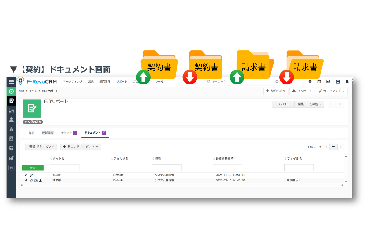 契約情報でドキュメント管理が可能に