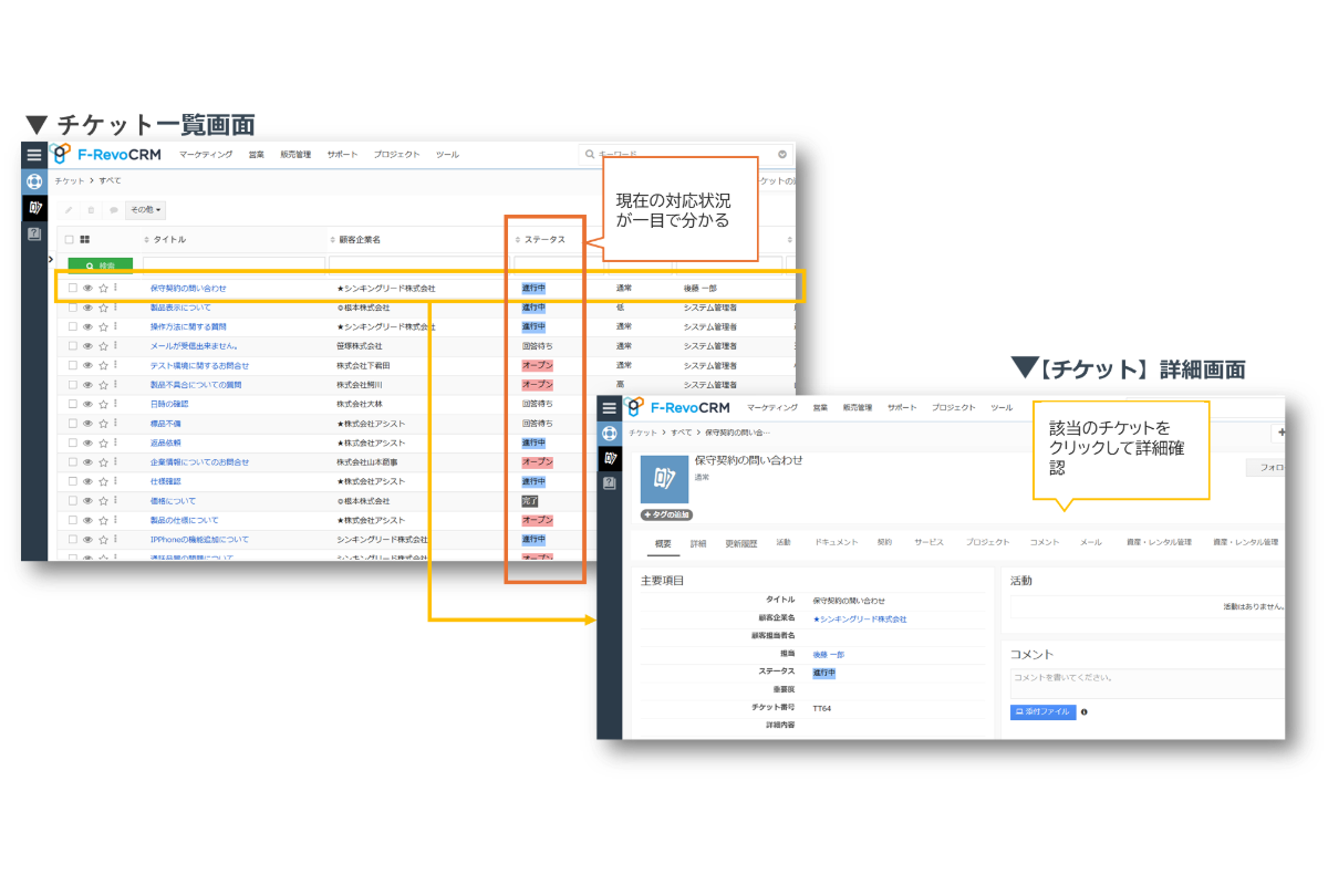 チケット一覧で問い合わせ項目を一目でチェック